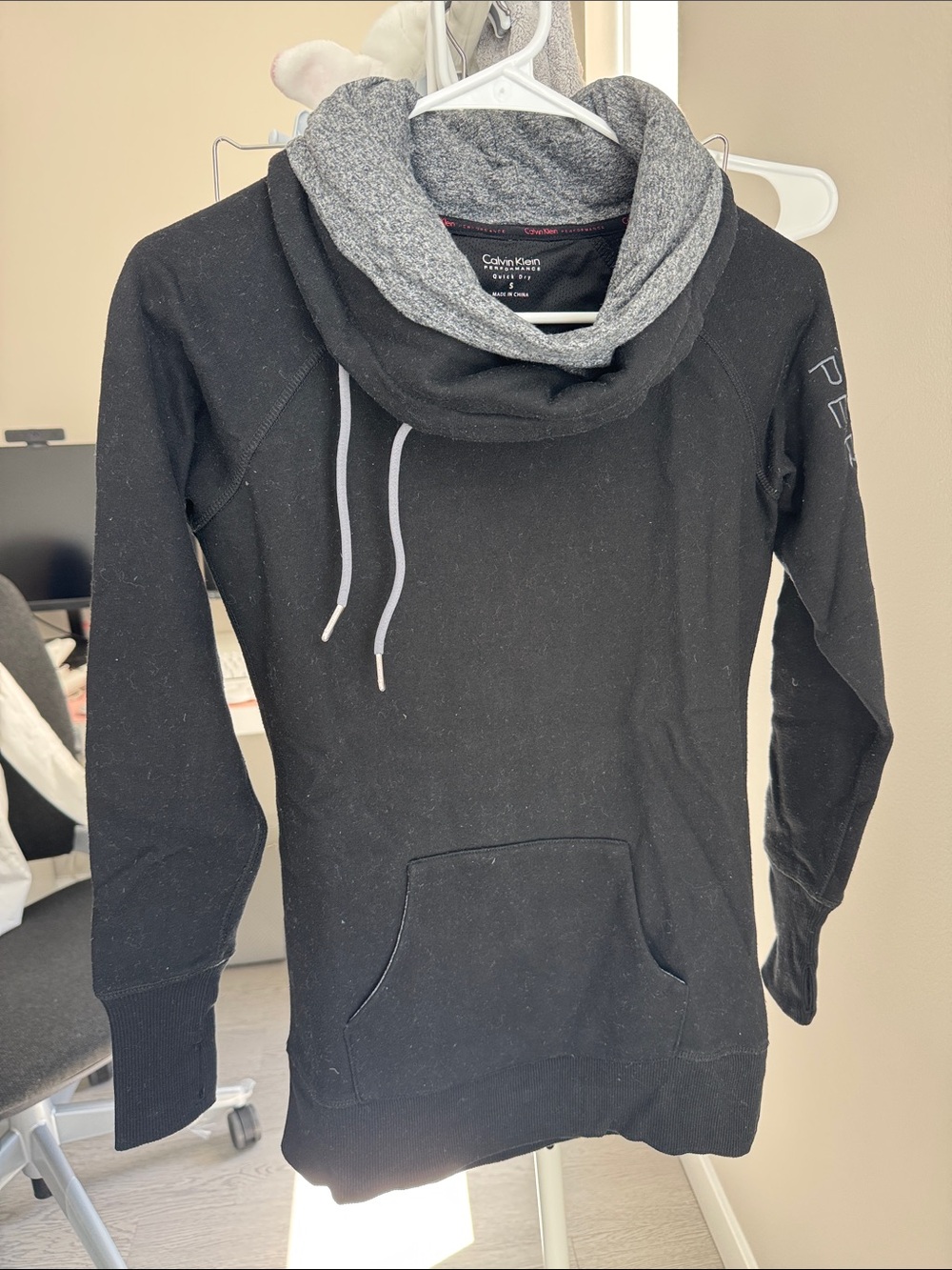 Calvin Klein Women’s Black Sweater with Heather Gray Cowl Neck